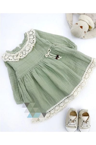 FLOWER BABY Baby Girl Lace Embroidered Muslin Dress Special Day Festive Dress Suit