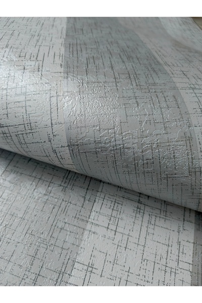 KMS HOME Gümüş Açık Gri Koyu Gri Çizgili Kendinden Desenli Silinebilir Duvar ...