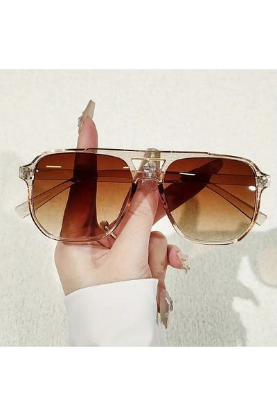 DEPOKON New Season Coffee Glass Clear Frame Unisex Sunglasses