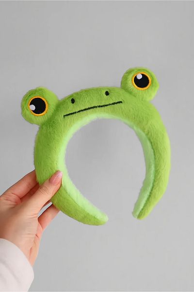 EFBUTİK Green Plush Frog Crown