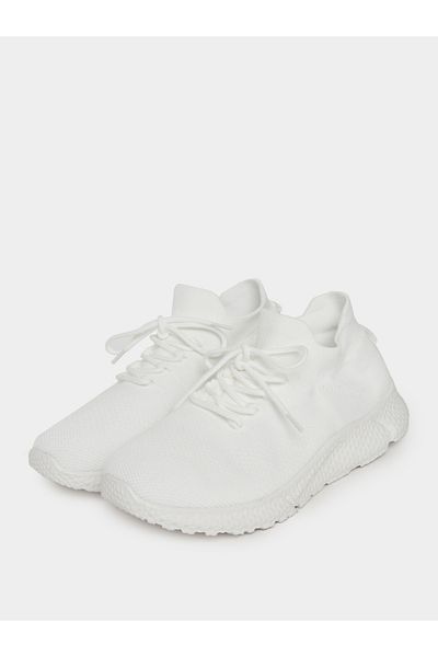 Styli Textured Slip-On Sneakers with Lace Up Details