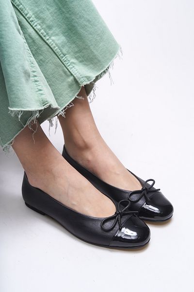 Riccon Saelstele Women's Ballerinas 001298   Black Skin Patent Leather Detail