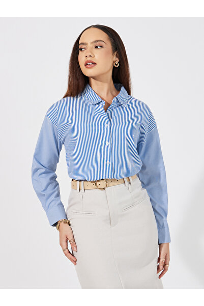 Styli قميص مخطط بقصّة عادية وياقة