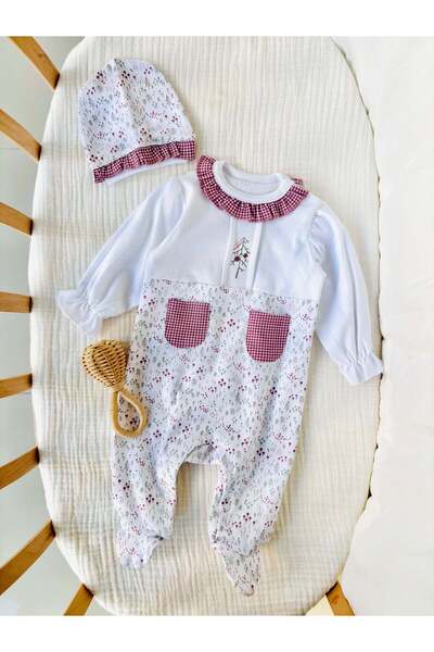 NUNU BABY Petit Ekose Detaylı Şapkalı Tulum