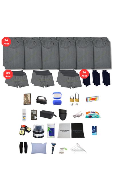 Mrc tactical 24'lü Havacı Temel (İhtiyaç) Acemi Asker Seti Bedelli Askerlik Malzemeleri Açık Mavi Gri