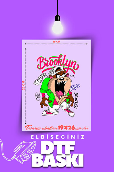 VİZYON İKRA "TAZMANYA CANAVARI" Temalı Kumaşa Ve Deriye Baskı Aplike Yama Ütü...
