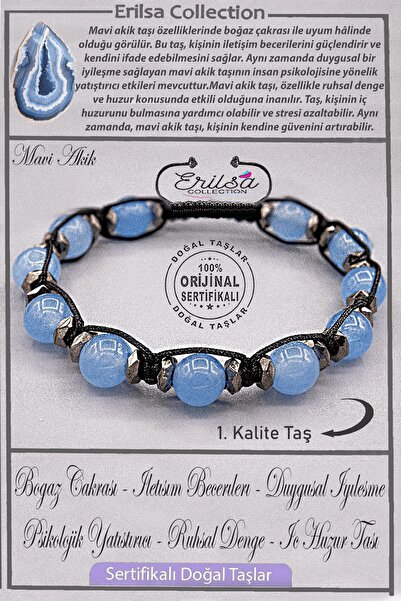 Erilsa Certified Aaa+ Quality Real Terahertz - Ice Blue Agate Stone Bracelet