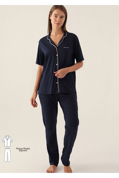 Pierre Cardin Women's Modal Cotton Pajamas Set - Shirt Neck, Short Sleeve, Boxed Wvt.S.L.6E8T.