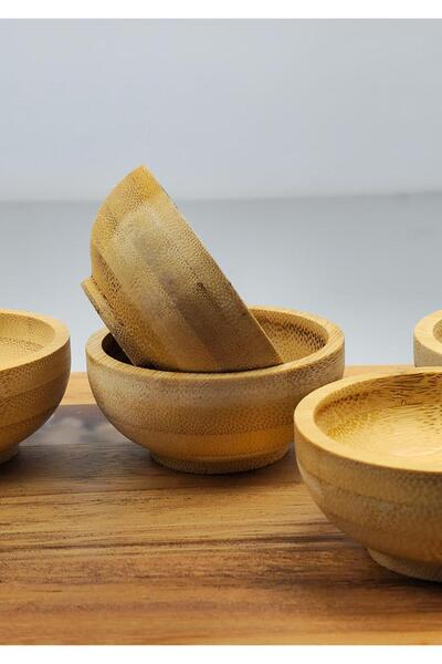 HomeTarz Set of 6 Bamboo Turkish Delight Bowl - Bamboo Mini Bowl Set - 20 ml