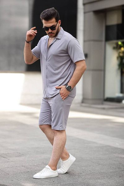 Gameyal Twist Fabric Short Sleeve Shirt Shorts Bottom Top Set