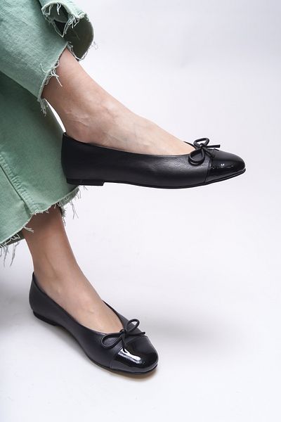 Riccon Saelstele Women's Ballerinas 001298   Black Skin Patent Leather Detail
