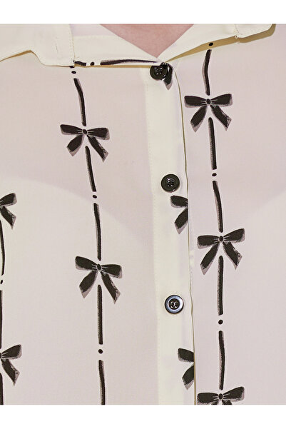 Take Two By Styli Bow Print Button Down Oversized Shirt