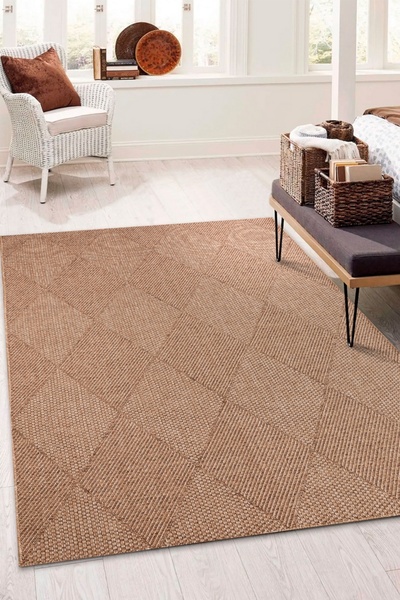 Alpina Home Stella Jut Hasır Model Tek Renk Dokuma Yıkanabilir Katlanabilir Toz Vermez Kilim