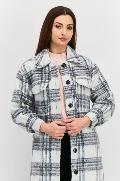 Violet Romance Women Plaid Trench Coats, Black
