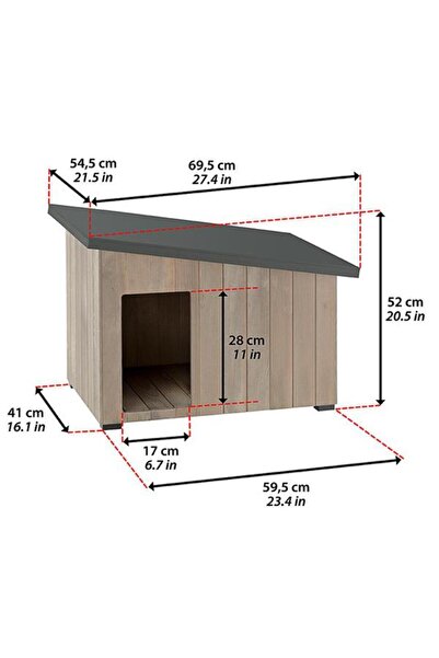 Genel Markalar Argo 60 Çam Ahşap Köpek Kulübesi Medium 69.5x54.5x52 Cm