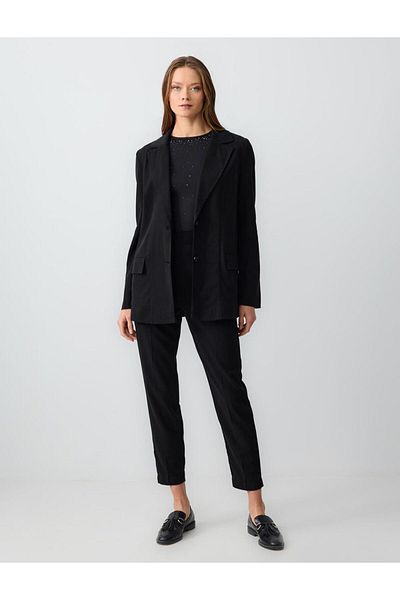 Jimmy Key Black Long Sleeve Solid Cut Woven Jacket