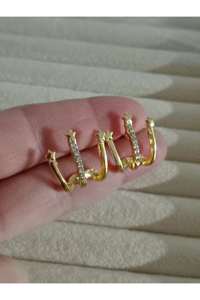 mos&more Gold Crystal Stone Multiple Look Earrings