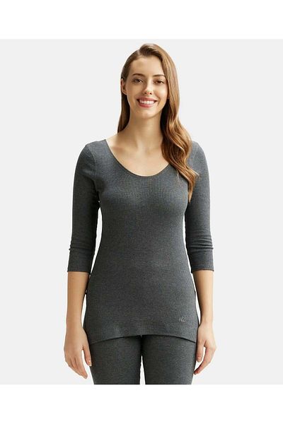 JOCKEY Thermal 3/4 Sleeve Top 2503-01 Gray