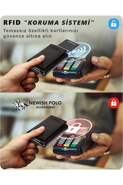 Newish محفظة جلدية نباتية وحامل بطاقات للرجال باللون الأسود ومحمية بتقنية Rfid ومضادة للسرقة