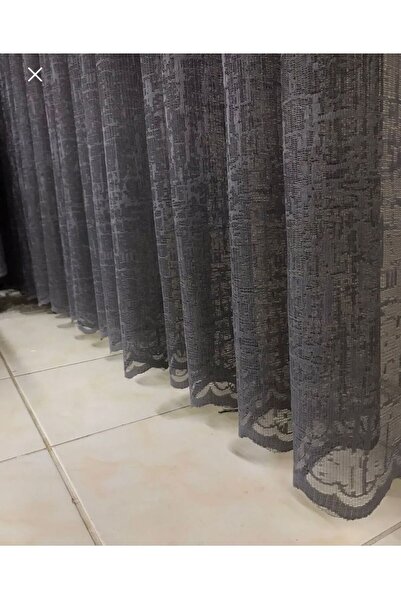 Bsrn Tasarım Ütü İstemez Jakar Gri Şantuklu Desen Orta Pileli Tül Perde Her O...