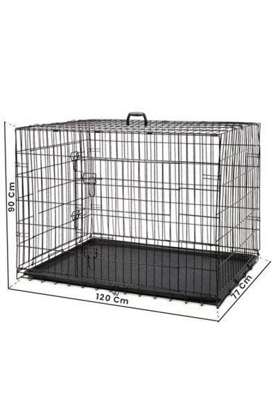 Atakan Petshop Metal Kedi Köpek Kafesi 120x75x84cm Siyah
