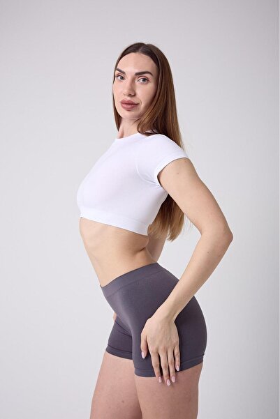 MİSTİRİK Moncorno Model Butt Slimming Non-Marking Seamles Boxer Corset Dark Gray Color