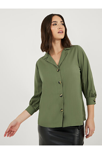 Styli قميص سادة مريح بياقة مدببة