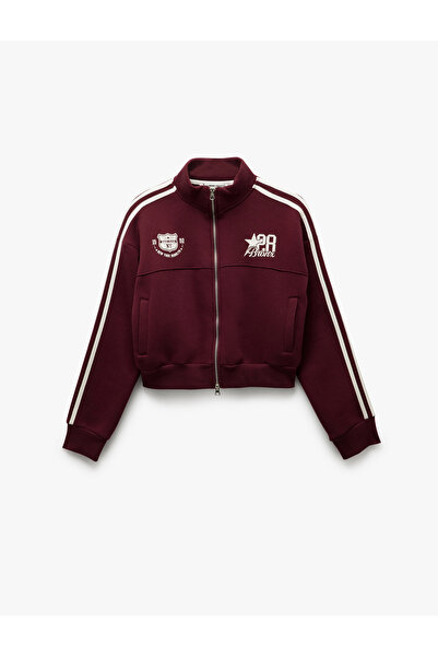 Koton Hanorac cu imprimeu pentru colegiu, cu buzunare cu fermoar ridicat