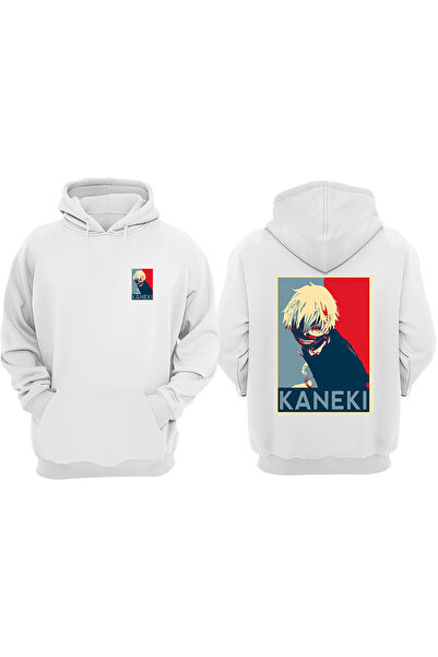 Anetos Poster Kaneki Ken Tokyo Ghoul Design Tricou Alb cu Imprimare pe Spate