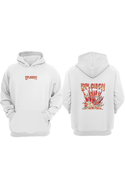 Anetos Λευκό φούτερ Exploıson Design Sırt με τύπωμα