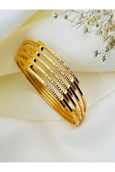 Adel Gold 14 Ayar Altın Kadın Ajda Kaburga Kalemli dört kol Kelepçe-Bilezik-20,24 Gr