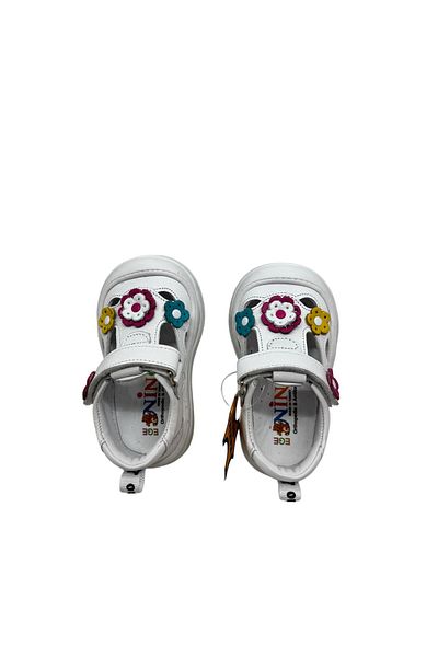 NİNO BEBE Girl's Genuine Leather, Orthopedic Sole, Antibacterial, Flexible, Ilkadım Flower Shoes