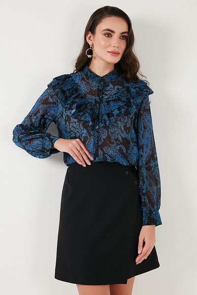 Lela Πουκάμισο σιφόν με μοτίβο Standard Fit Judge Collar 611GO00334