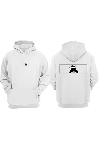 Anetos Naruto Tatto Design Spate cu imprimeu Alb Swea tricou