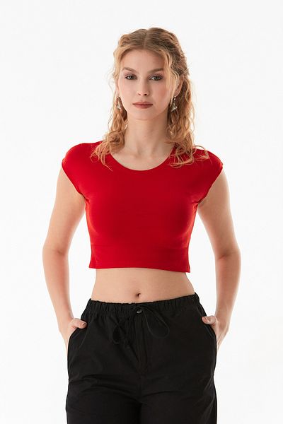 Fulla Moda Basic Crew Neck Crop T-Shirt