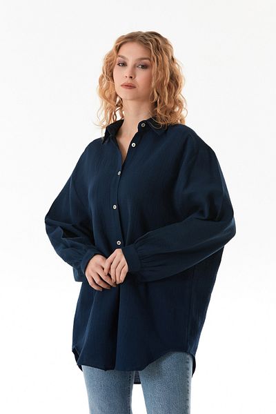 Fulla Moda Ленена риза с широки размери, основна форма