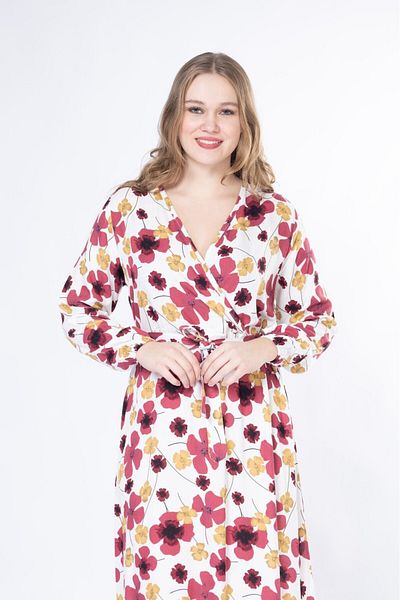 mervemoda ROCHIE LUNGĂ CU MÂNECĂ LUNGĂ ȚESUTĂ DE VARĂ