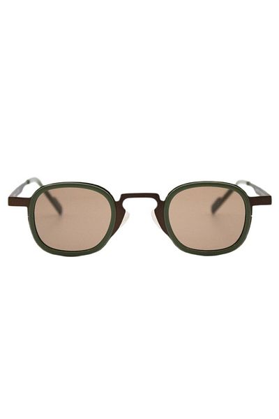 REDBERRY Glasgow 5 41-29 Unisex Sunglasses – Green Metal Square Frame, Brown Matte Glass, Uv400