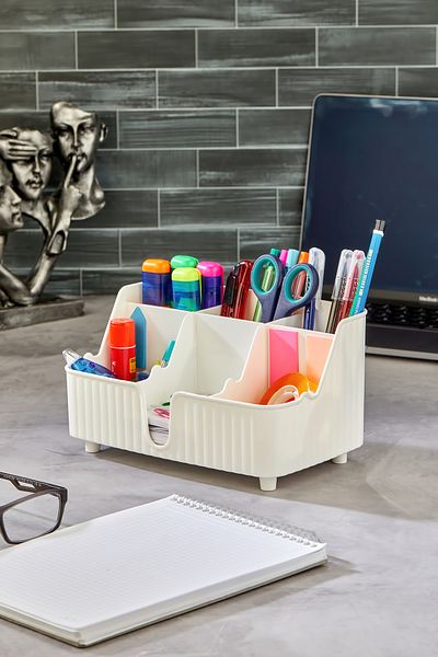 VİP LİFE HOME Line 6' Compartment Multi-Purpose Desk Top Organizer Pen Holder - Jewelry - Makeup Organizer