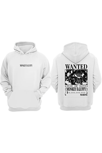 Anetos One Price Wanted D.Luffy Σχέδιο Αναστρέψτε την κεφαλή προς τα πάνω και βλέπετε προς τα κάτω Λευκό φούτερ