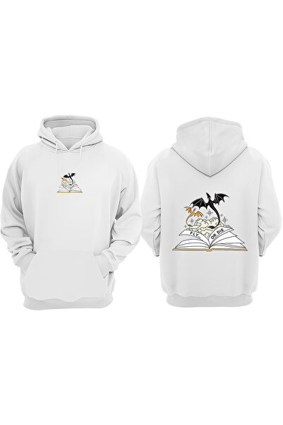 Anetos Λευκό φούτερ Fly Or Die Dragon Design Backpack με τύπωμα