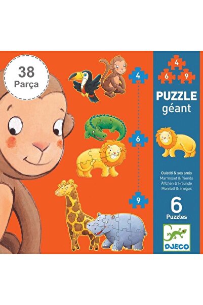 djeco Dev Puzzle 38 Parça - Marmoset & Friends