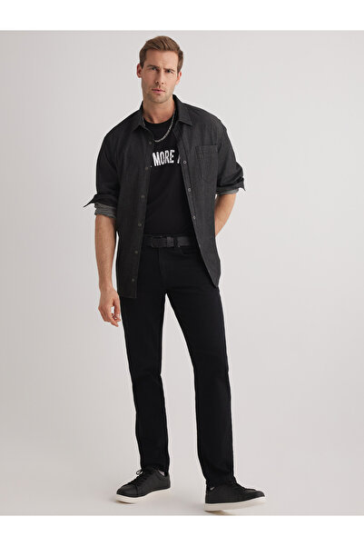 JUD Alex 96 Blugi slim negri cu talie normală pentru bărbați