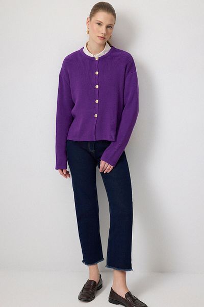 Touché Privé Gold Button Short Cardigan