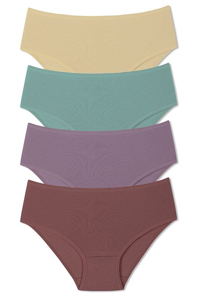 HNX 4 Pack Cotton Ribbed High Waist Plus Size Women's Panties
