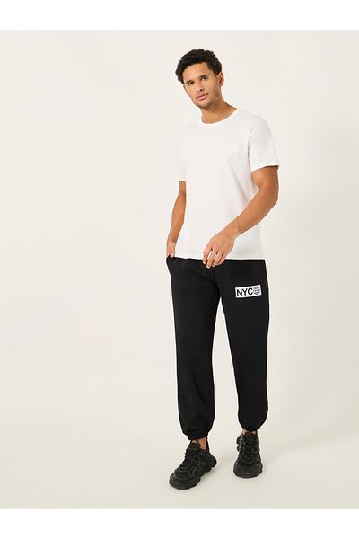 Styli Graphic Print Cotton Rich Fleece Relaxed Fit Joggers