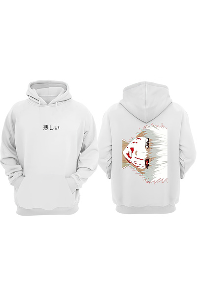 Anetos Tokyo Ghoul Ken Kaneki Față Design Hanorac Alb cu Imprimare pe Spate