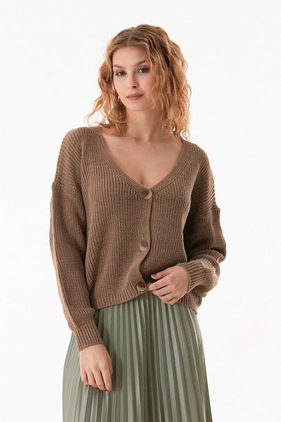 Fulla Moda Πλεκτή ζακέτα με κουμπιά V λαιμόκοψη