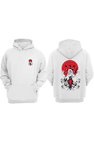 Anetos Naruto Madara Mugen Tskyomi Design Spate cu imprimeu Alb Swea tricou