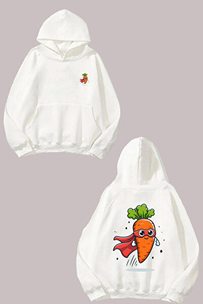 Anetos Λευκό φούτερ Hero Carrot Design Backpack με τύπωμα